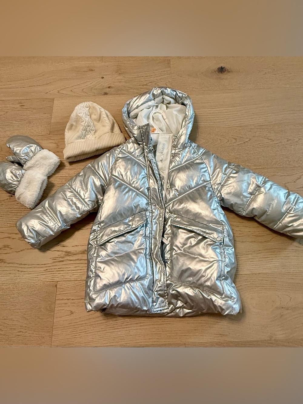 Jacadi Paris Silver Winter Jacket + Hat & Mittens
